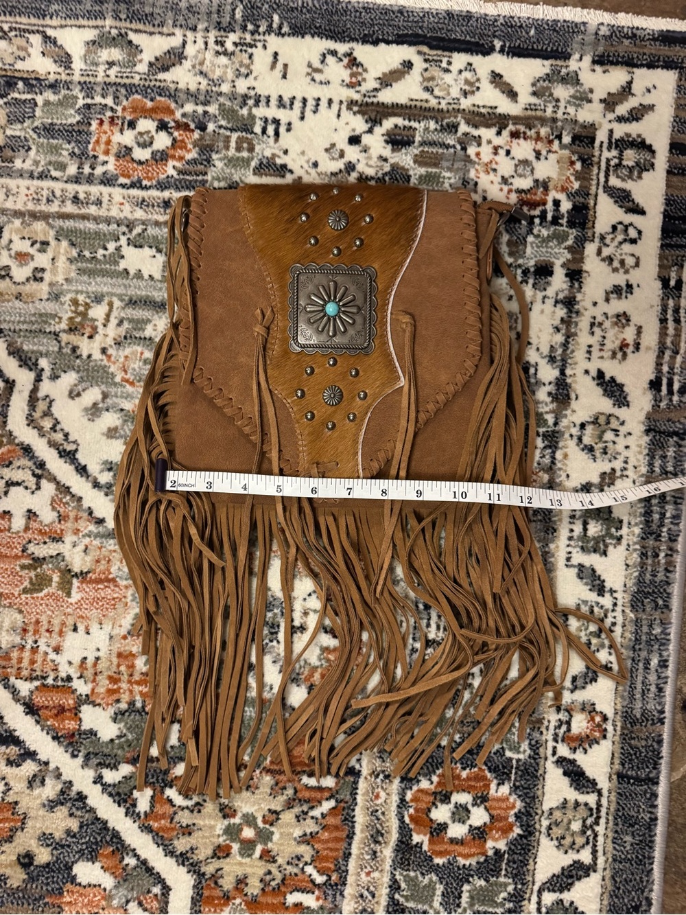 Trinity Ranch Fringed Suede Crossbody with Concho Detail - Picture 6 of 7